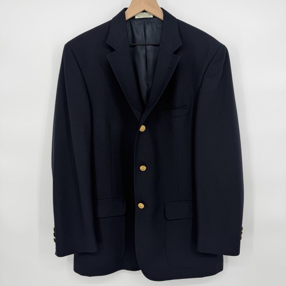 Orvis Other - Orvis Blazer 42 Long Navy Blue Gold Buttons Sport Coat Made in USA Wool Blend